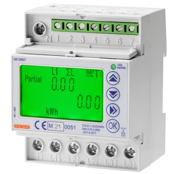 Счётчик электроэнергии GEWISS 3-фазный 80А (GWD6807)