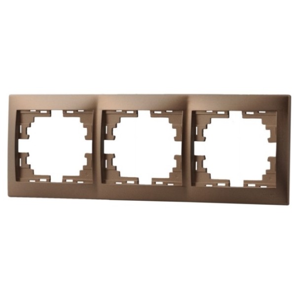 Рамка 3-местная горизонтальная светло-коричневая, Mira, Lezard