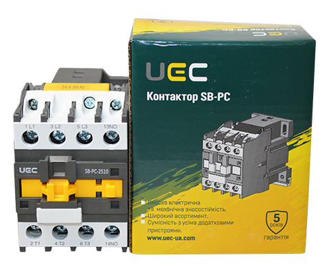 Контактор UEC SB-РC-025 25А 24В/АС3 1NO (PC2-SB-025-24-10) - фото №1