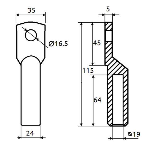 Кабельный наконечник Promfactor CL/CRG-185-16 медно-луженый - фото №1
