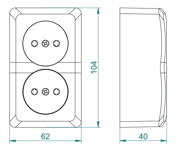 Двомісна розетка Elektro-Plast Berg 3744-00 (біла) - фото №3