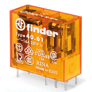 Миниатюрное реле Finder 1CO 16A 230В AC с блокировкой кнопки (466182300040)