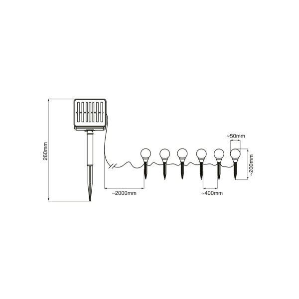 Гирлянда на солнечной батарее Goldlux 330208 Kulek LED 6 3000K IP44 черная - фото №2