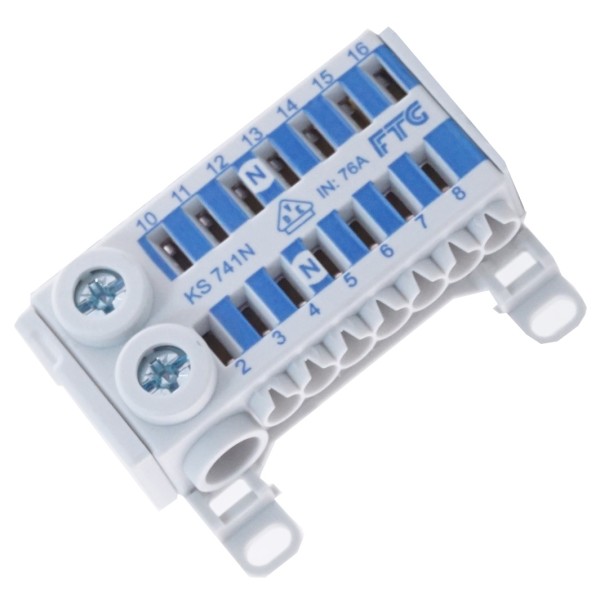 Клема FTG KVK KS 741N (вхід: 2х25мм², 2х16мм², виходи: 14х4мм²) - фото №1