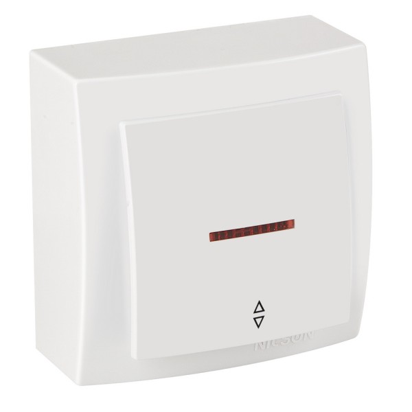Вимикач Nilson Themis білий 1кл прохідний з підсвіткою ( 26111008 )