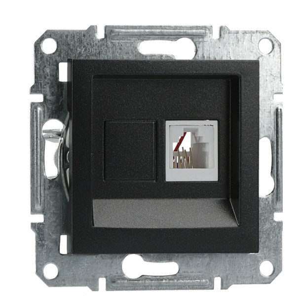 Розетка телефонная без рамки антрацит Asfora, EPH4100171