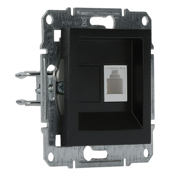 Розетка телефонная без рамки антрацит Asfora, EPH4100171 - фото №1