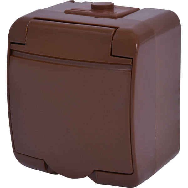 Розетка одноместная Eti Hermetics RHE-1s-KR с з/к IP54 коричнневая (4668050)