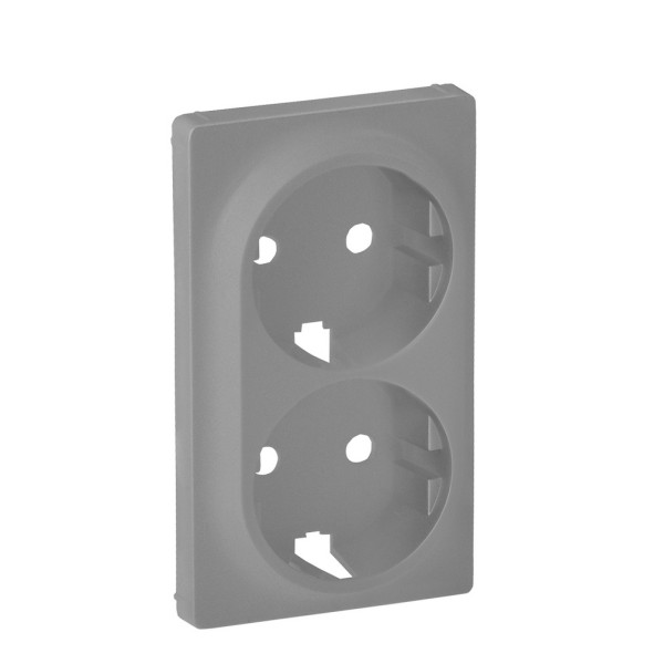 Панель двойной розетки с з/к и шторками Legrand Valena Life алюминий