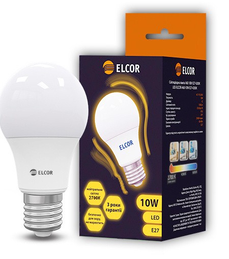 Светодиодная лампа Elcor 534320 Е27 А60 10Вт 2700К - фото №1