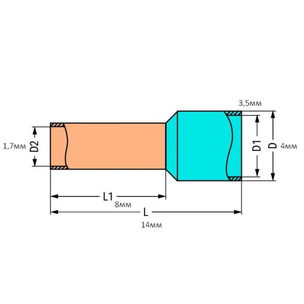 Изолированный наконечник Wago 216-204 1,5мм² 8,0мм - фото №1