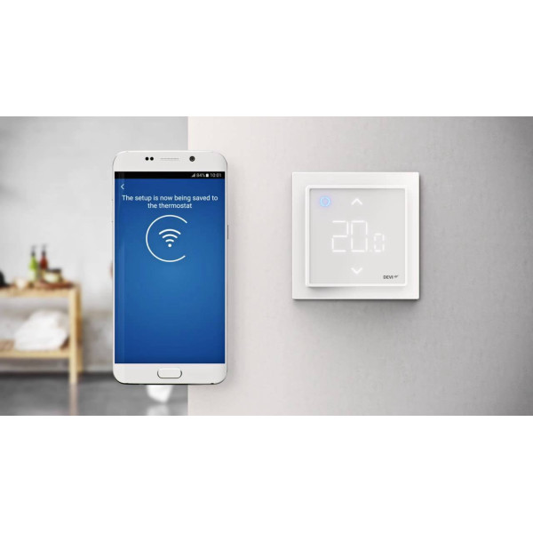 Терморегулятор Devi Smart (+5+45С) Wi-Fi 85х85мм 16A слонова кістка (140F1142) - фото №1