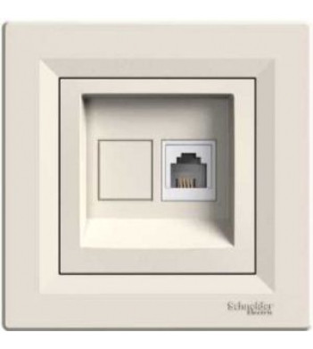 Розетка компьютерная RJ45 кат.6 UTP кремовая белая Asfora, EPH4700123