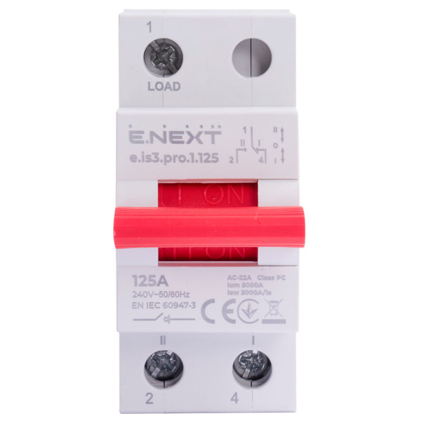 Вимикач навантаженння E.Next e.is3.pro.1.125 на три положення 1р 125А (p008029) - фото №1