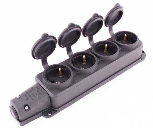 Каучукова чотиримісна колодка E.Next e.socket.rubber.029.4.16 16А із заземленням та захисною кришкою (s9100039) - фото №3