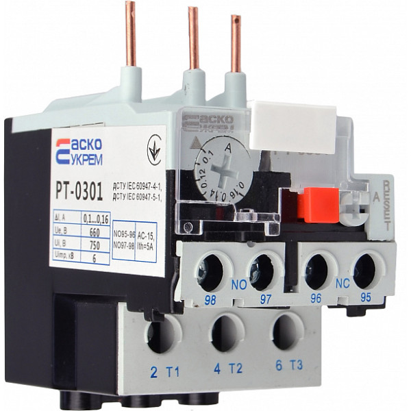 Тепловое реле Аско-Укрем PT-0301 0,1-0,16А JR28-25K 0301 (A0040060048) - фото №2