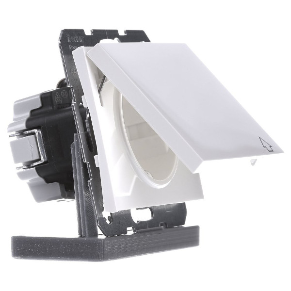 Розетка із з/к, кришкою та шторками полярна білизна Berker K.1 - фото №2