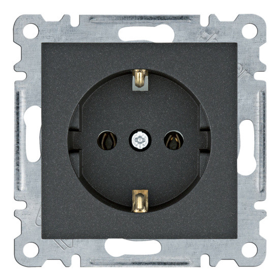 Розетка Hager WL1053 Lumina 16А/230В с з/к (черная)