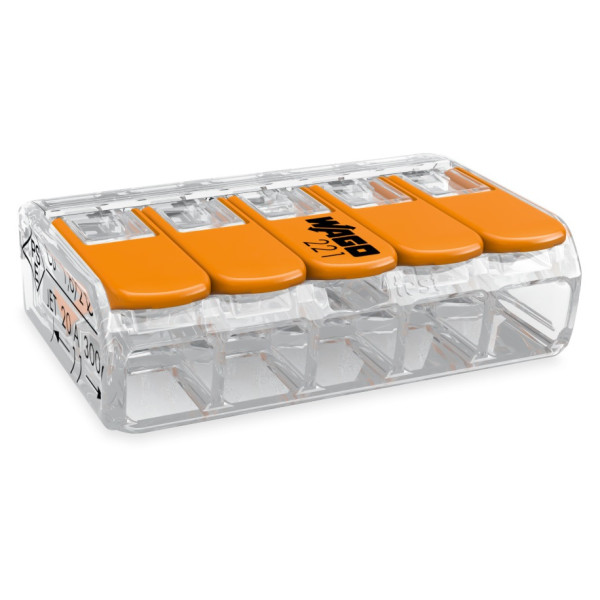 Клема на 5 проводів WAGO 221-415 з натискними важелями - фото №1