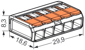 Клема на 5 проводів WAGO 221-415 з натискними важелями - фото №3