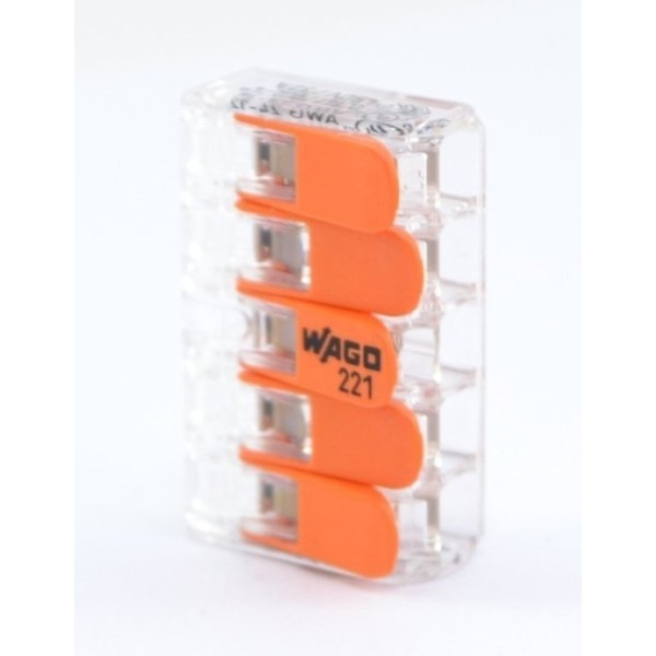 Клема на 5 проводів WAGO 221-415 з натискними важелями - фото №5