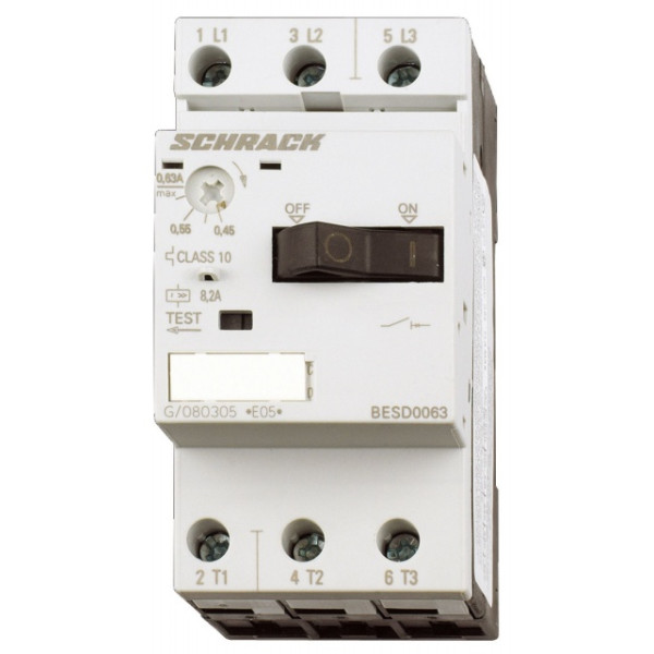 Силовой автомат защиты двигателя Schrack BESD0320 100кА 3,2А класс 10 размер 00
