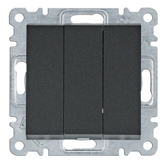 Трехклавишный выключатель Hager WL0073 Lumina 10АХ/230В (черный)