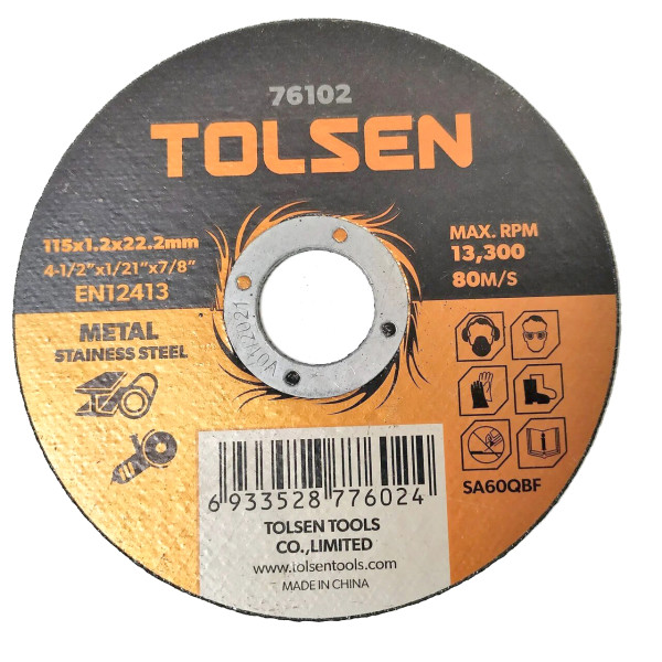 Відрізний диск з металу/нержавіючої сталі Tolsen (76102) 115х1.2х22.2мм