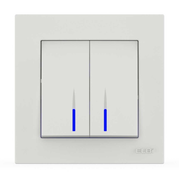 Вимикач EL-BI VEGA білий мат 2-кл з підсвіткою ( 510-016200-203 )