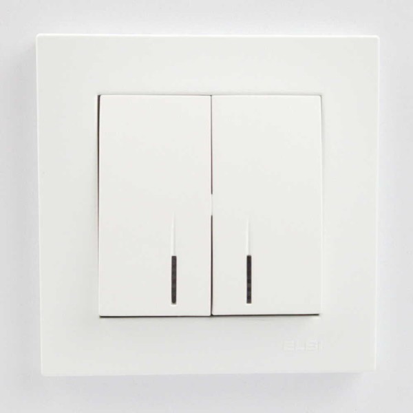 Вимикач EL-BI VEGA білий мат 2-кл з підсвіткою ( 510-016200-203 ) - фото №1