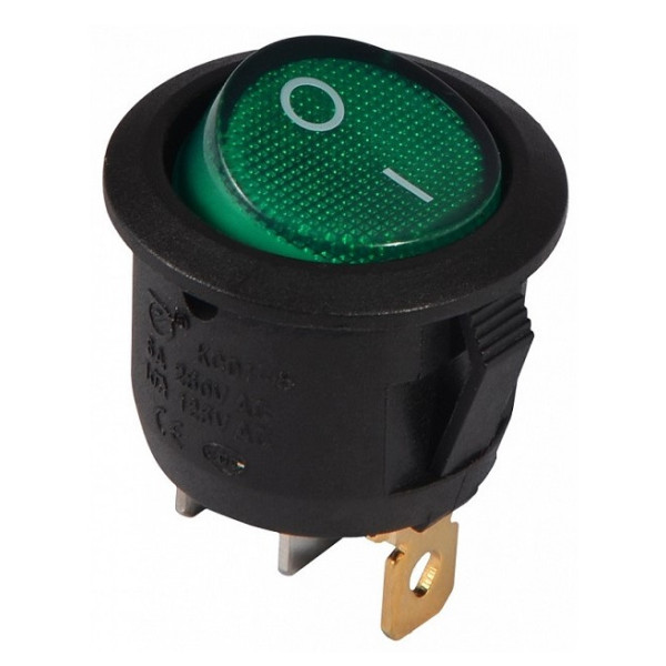 Переключатель TNSy KCD1-5-101N G/B круглый с подсветкой зеленый (TNSy5500718)