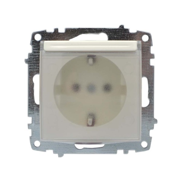 Розетка ELBI ZENA кремовая 1-я с заземлением с крышкой без рамки ( 609-010300-218 )