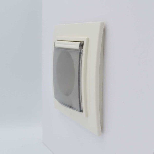 Розетка ELBI ZENA кремовая 1-я с заземлением с крышкой без рамки ( 609-010300-218 ) - фото №2