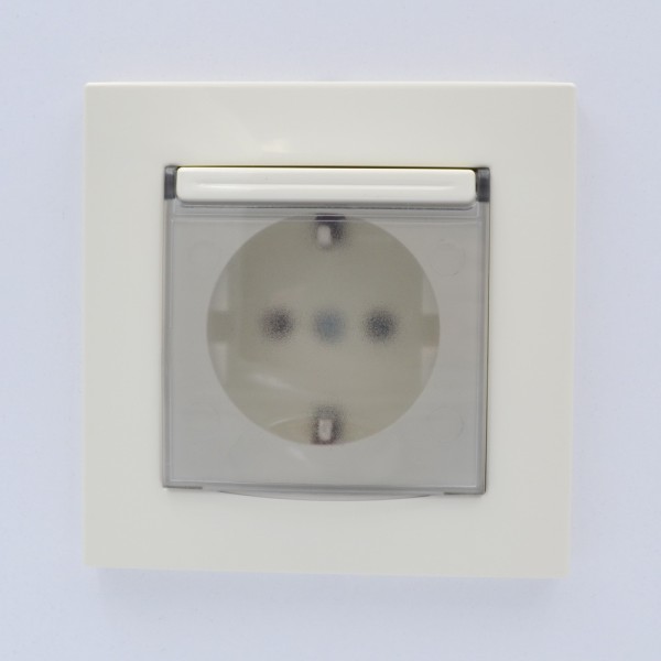 Розетка ELBI ZENA кремовая 1-я с заземлением с крышкой без рамки ( 609-010300-218 ) - фото №3