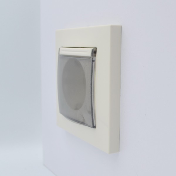 Розетка ELBI ZENA кремовая 1-я с заземлением с крышкой без рамки ( 609-010300-218 ) - фото №4