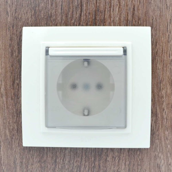 Розетка ELBI ZENA кремовая 1-я с заземлением с крышкой без рамки ( 609-010300-218 ) - фото №8