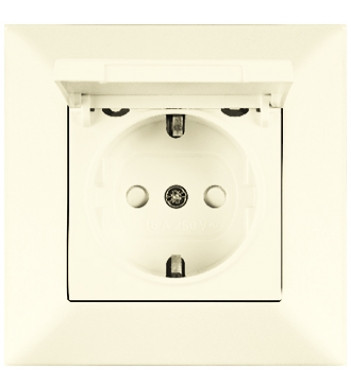 Розетка одинарна Meridian, з кришкою та заслінками, кремовий