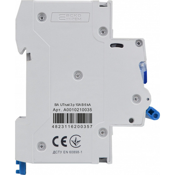 Автоматический выключатель Аско-Укрем UTrust 3р 10А B 6kА (A0010210035) - фото №2