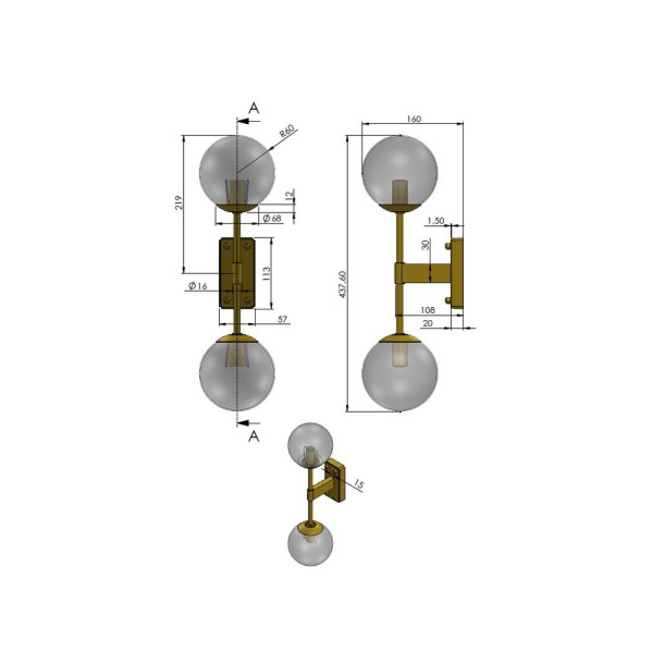 Бра, настінний світильник Pikart 31067-4 G9 2x60W IP20 - фото №1