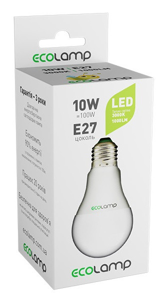 Лампочка Ecolamp A60 10Вт 3000К E27 - фото №1