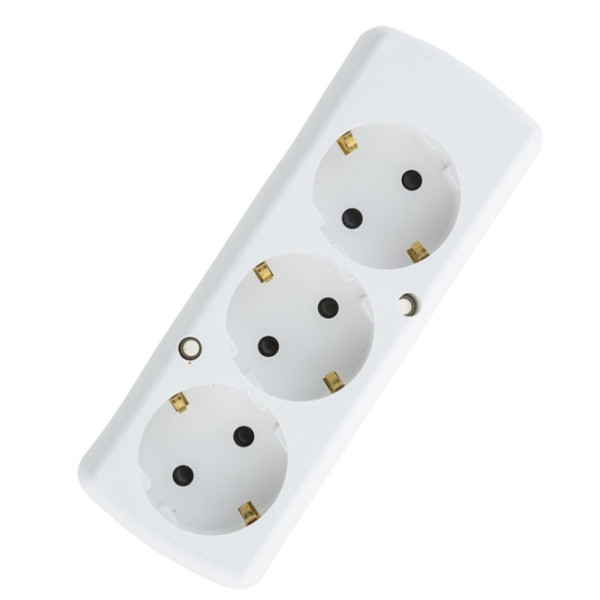 Колодка SEZ GN-370S S BI на 3 гнезда с заземлением белая