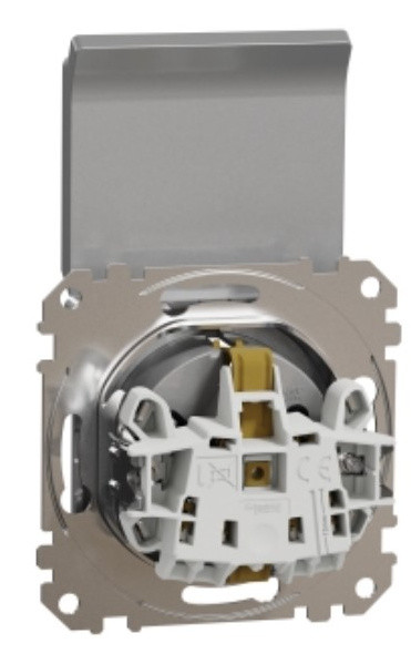 Розетка Schneider Electric Sedna Design & Elementsс заземлением шторками и крышкой алюминий SDD113024 - фото №1