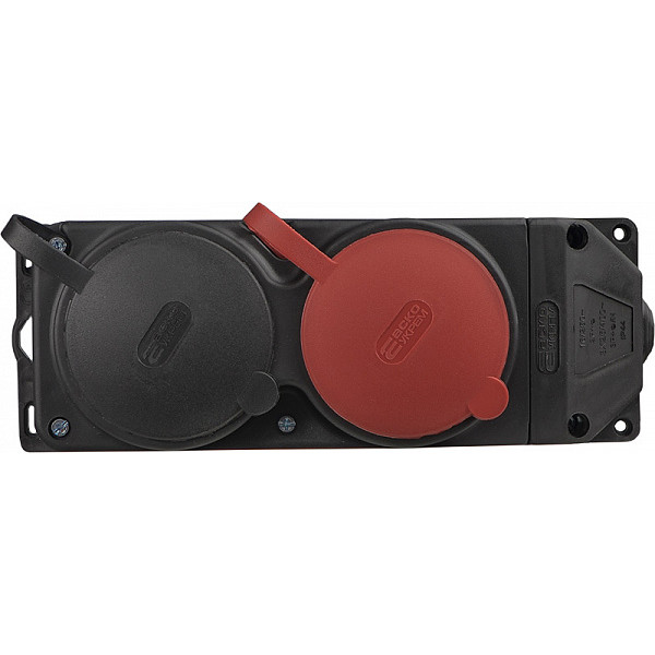 Каучукова колодка Аско-Укрем 3Р+РЕ 1×25А/1×16A*2P+PE 2-х місна з кришкою (A0250010011) - фото №3