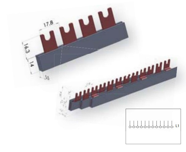 Шина живлення ETI 2921092 IZ 16/1F/54 1р (1m) - фото №1