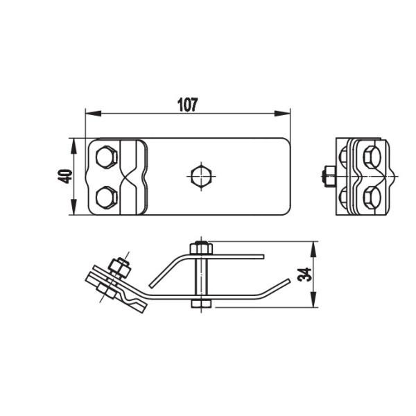 Держатель токопроводящего проводника DKC ND2308ZC Ø8мм на водосточной трубе из оцинкованной стали (с болтом) - фото №1