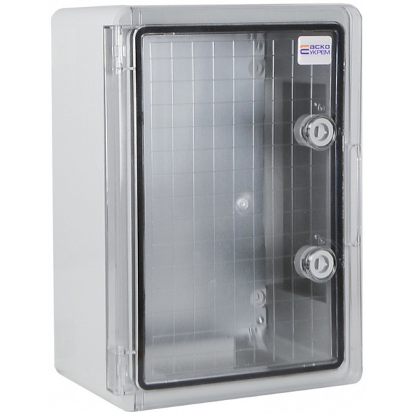 Ударостійкий корпус з АБС-пластику Аско-Укрем UBox 250x350x150мм (прозорі дверцята) - фото №1
