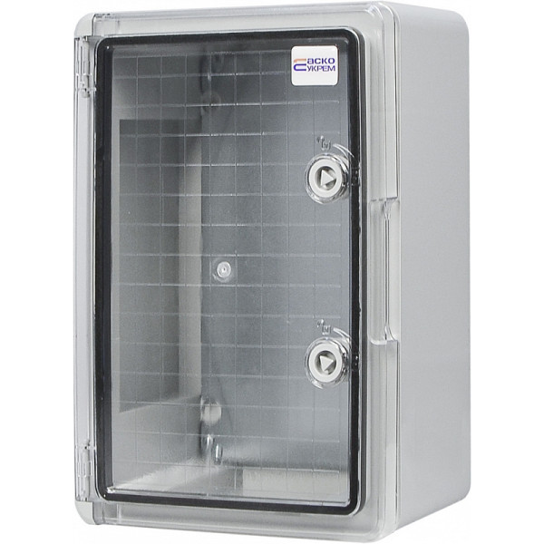 Ударостійкий корпус з АБС-пластику Аско-Укрем UBox 250x350x150мм (прозорі дверцята) - фото №4