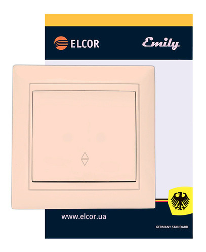Одинарный проходной выключатель Elcor Emily 9215 (211547) (кремовый) - фото №1