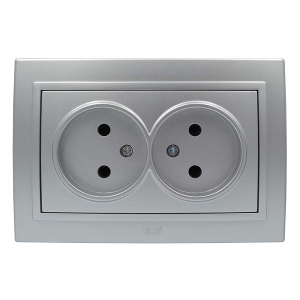 Розетка ELBI ZENA Silverline серый металлик 2-я без заземления ( 500-011000-908 )