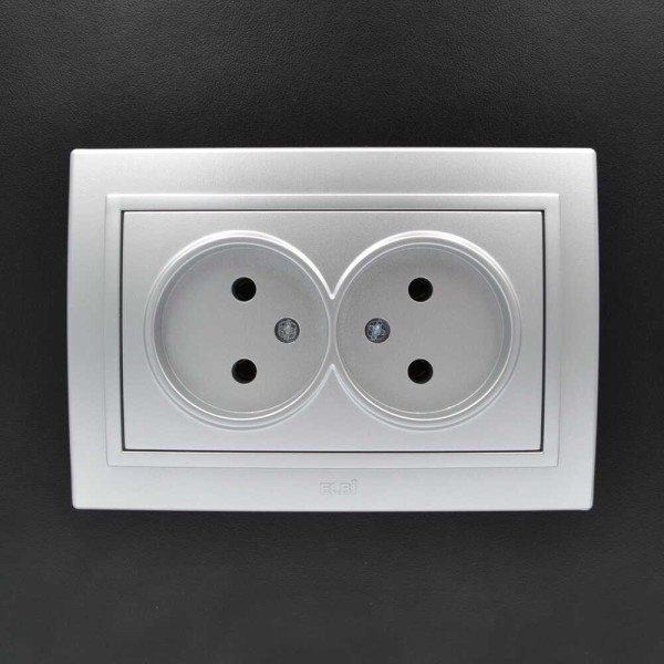 Розетка ELBI ZENA Silverline серый металлик 2-я без заземления ( 500-011000-908 ) - фото №4